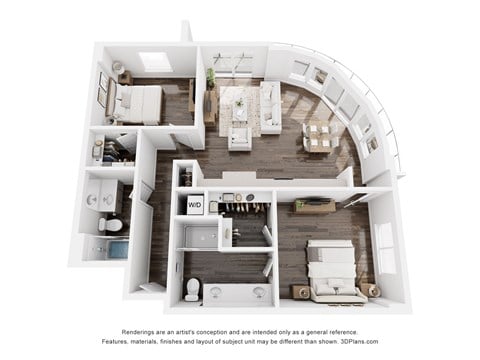 Floor plan for 2 beds, 2 baths, 1080 sqft